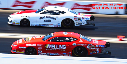 PRO - Erica Enders (near lane) vs Aaron Stanfield 
(far lane)